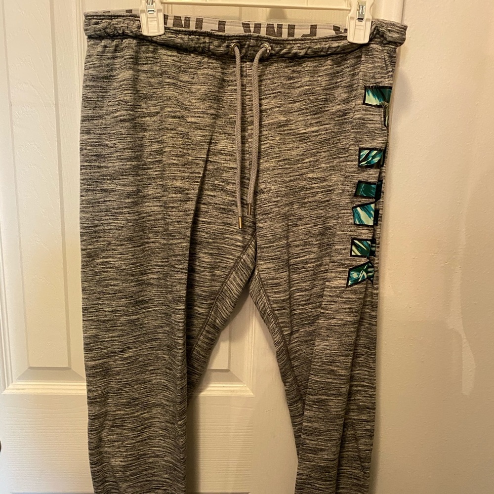 PINK heathered grey jogger sweats